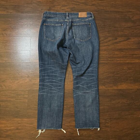 Madewell dark wash slim boyjean raw hem jeans size 28 - Picture 4 of 14